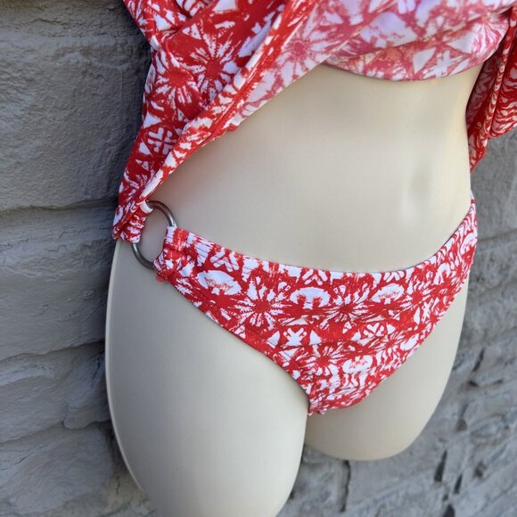 Converse One Star Orange Two Piece Swim Suit Bikini Set Strapless Ring Medium M - Picture 5 of 9